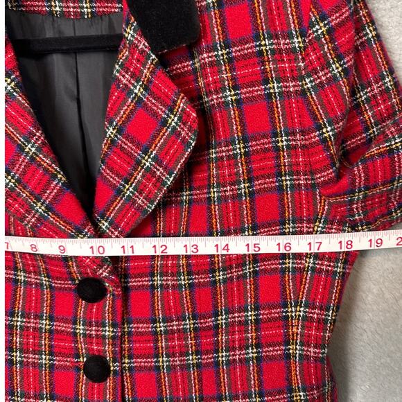 Vintage Norton McNaughton Irish Wool Plaid Blazer Velvet Trim  8P Y2k Retro Cozy - Picture 3 of 8